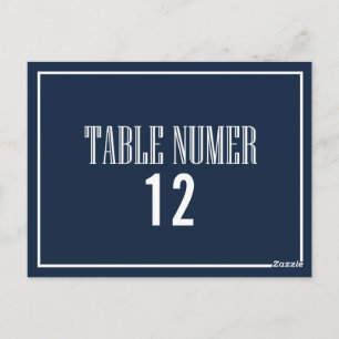Navy Blue Old Fashion Table Number Postcard