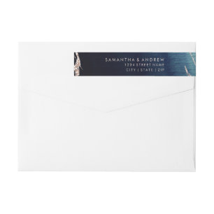 Navy Blue Ombre Agate & Rose Gold Wedding Wrap Around Label