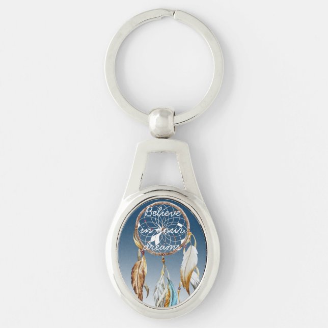 Navy Blue Ombre Dream catcher  Key Ring (Front)