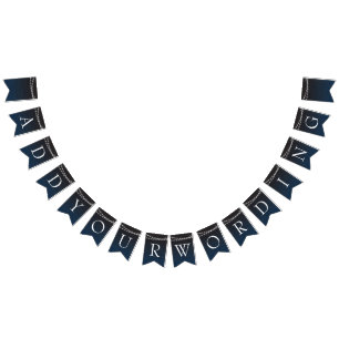 Navy Blue Ombre Lights Typography Wedding Bunting
