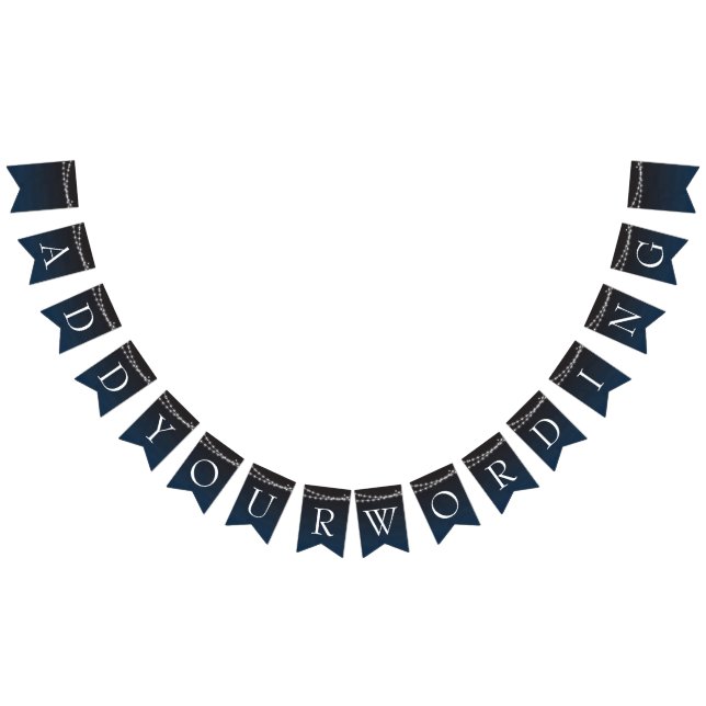 Navy Blue Ombre Lights Typography Wedding Bunting (All)