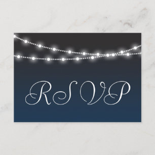 Navy Blue Ombre Night Lights Wedding RSVP