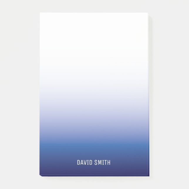 Navy Blue Ombre Personalised Name Post-it Notes (Front)