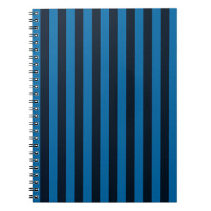 Navy Blue on Blue Vertical Stripes Decor Notebook