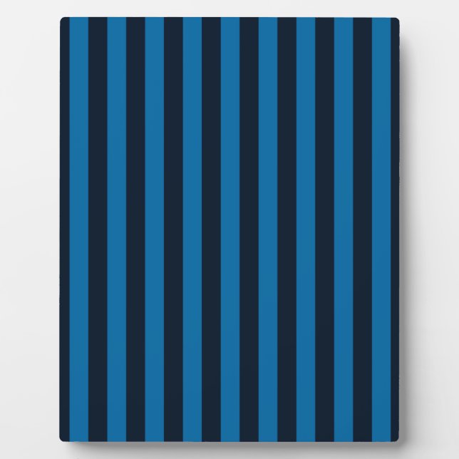Navy Blue on Blue Vertical Stripes Decor Plaque (Front)
