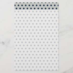 Navy Blue on Grey Tiny Little Polka Dots Pattern Stationery