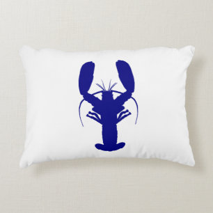 Navy Blue On White Coastal Decor Lobster Decorative Cushion