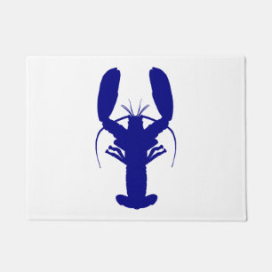 Navy Blue On White Coastal Decor Lobster Doormat