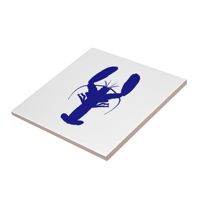 Navy Blue On White Coastal Decor Lobster Tile (Side)