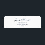 Navy Blue On White Return Address Label<br><div class="desc">This navy blue on white return address label is perfect for your modern minimalist navy blue and white wedding. The design features minimal contemporary font accompanied by formal calligraphy. Keep it as is,  or choose to personalise it with your own artwork or photos!</div>