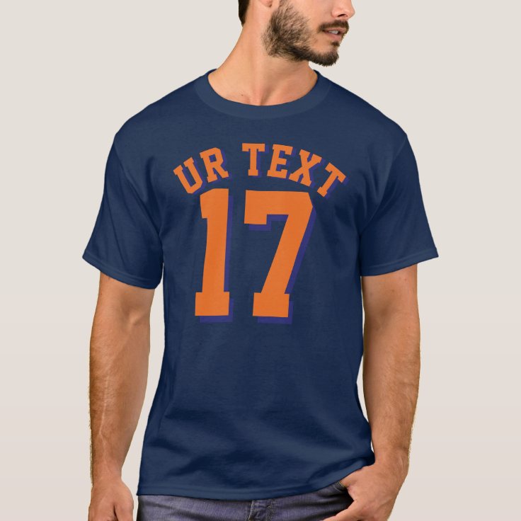 Navy blue and orange t shirt Clearance