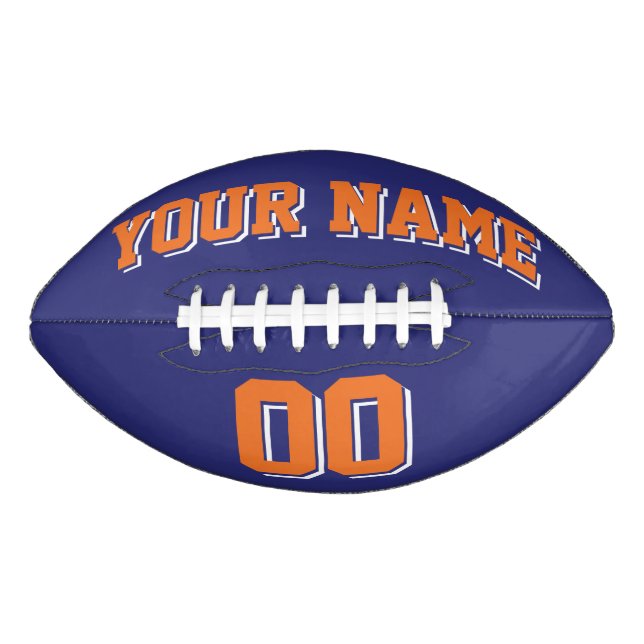 NAVY BLUE ORANGE AND WHITE Custom Football American Football (Front)
