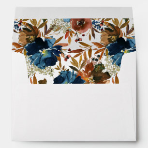 Navy Blue, Orange, & Brown Fall Floral 2 Envelope
