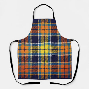 Navy Blue Orange Plaid Apron