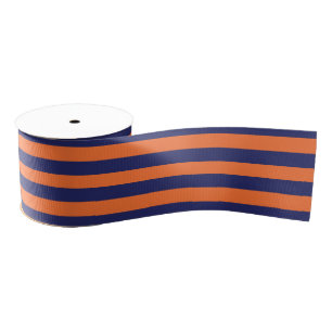 Navy Blue & Orange Striped   Any Length   Custom Grosgrain Ribbon