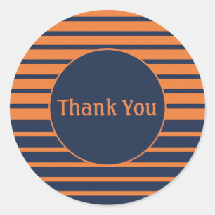 Navy Blue Orange Thank You Sticker