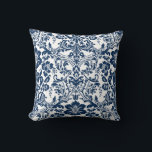 Navy Blue Ornamental Floral Damask Pattern Cushion<br><div class="desc">Add this elegant and classic pillow to your space. It features a navy blue ornamental floral damask pattern. This blue damask pattern pillow will be perfect for your bedrooms or living rooms. Other colours are available.</div>
