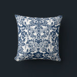 Navy Blue Ornamental Floral Damask Pattern Cushion<br><div class="desc">Add this elegant and classic pillow to your space. It features a navy blue ornamental floral damask pattern. This blue damask pattern pillow will be perfect for your bedrooms or living rooms. Other colours are available.</div>