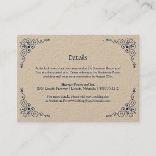 Navy Blue Ornate Swirls Detail Enclosure Cards