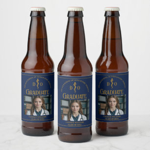 Navy Blue Osteopathic Medical School Graduation Beer Bottle Label