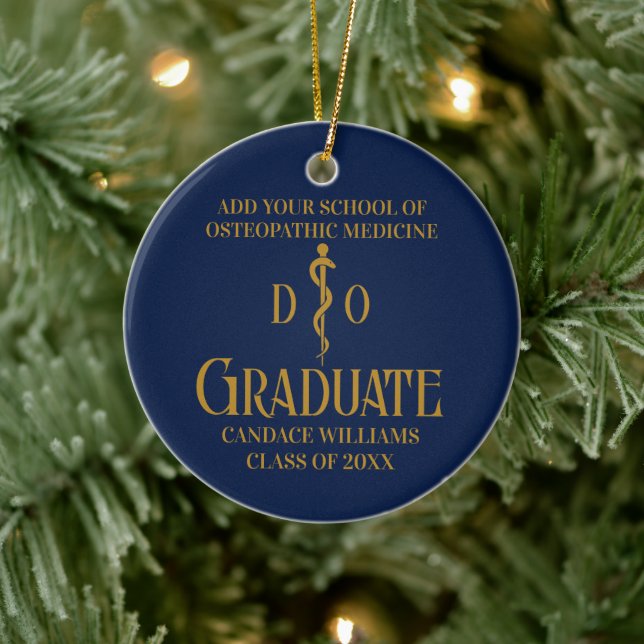 Navy Blue Osteopathic Medical School Graduation Ceramic Tree Decoration (Tree)