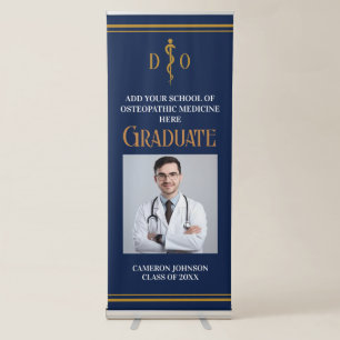 Navy Blue Osteopathic Medical School Graduation Retractable Banner