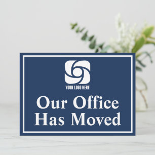 Navy Blue Our Office Has Moved Business Logo Announcement