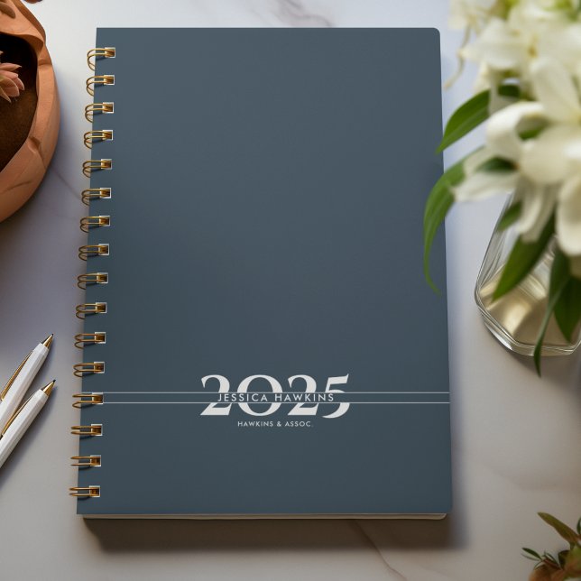 Navy Blue Overlapping Text Split Year Weekly Planner (Creator Uploaded)