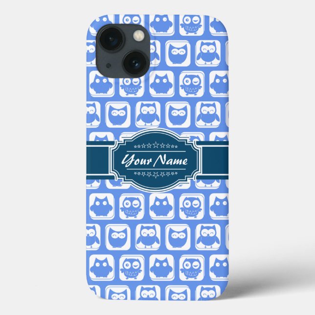 Navy Blue Owl Personalised Name Case-Mate iPhone Case (Back)