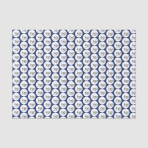NAVY BLUE OWN LOGO REPEATING PATTERN BUSINESS TISSUE PAPER