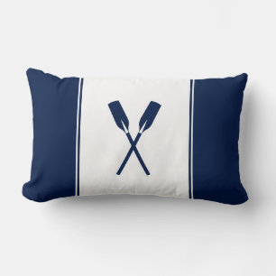 Navy Blue Paddles Nautical Lumbar Pillow