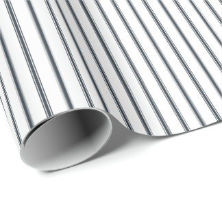 Navy Blue Paintbrush Thin Ticking Stripes Wrapping Paper