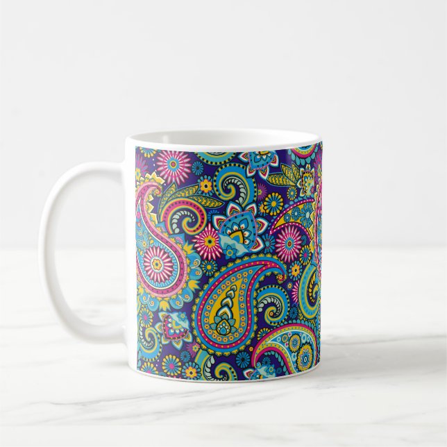 Navy Blue Paisley Coffee Mug (Left)