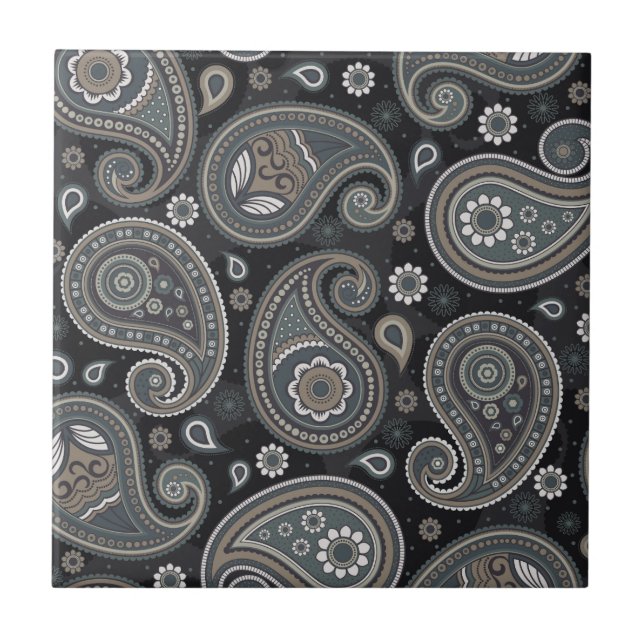 Navy blue paisley tile (Front)