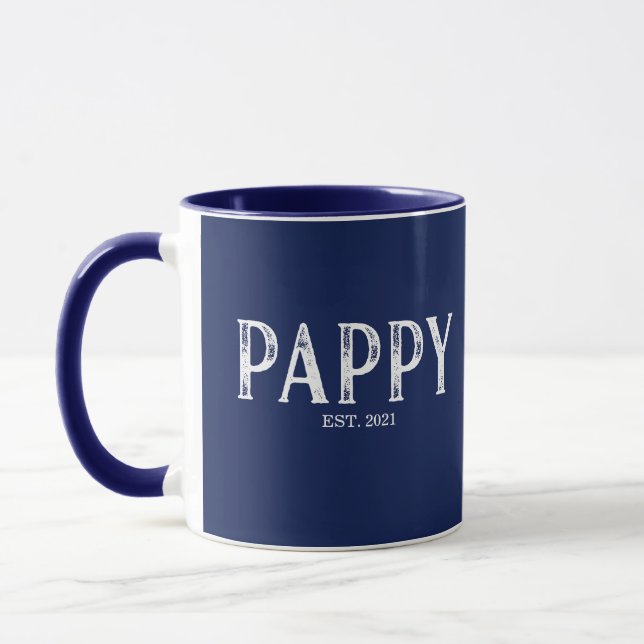 Navy Blue Pappy Year Established Mug (Left)