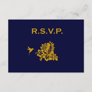Navy Blue Passport Hibiscus Wedding Response RSVP