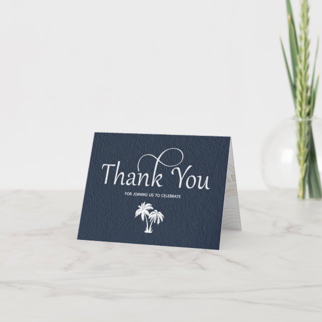 Navy Blue Passport Thank You Note Card (Front)