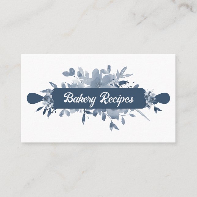 Navy Blue Pastry Chef Homemade Bakery Business Card (Front)