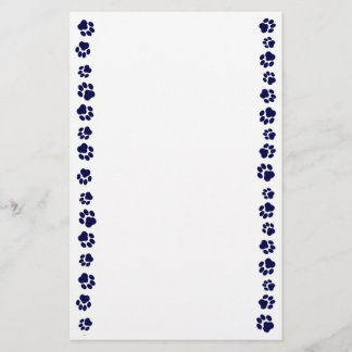 Navy Blue Pawprint Stationery