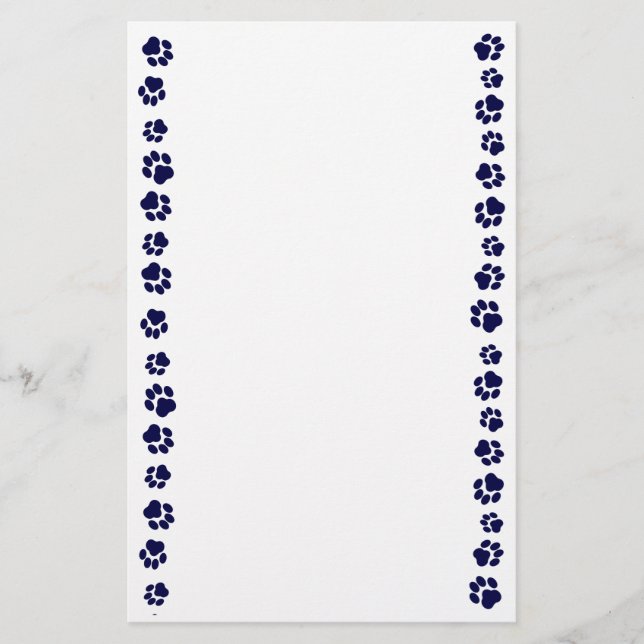 Navy Blue Pawprint Stationery (Front)
