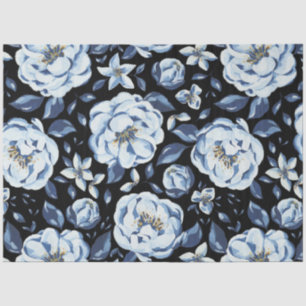 Navy Blue peony floral decoupage  Tissue Paper