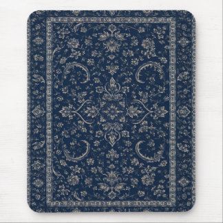 Navy Blue Persian Floral Clipboard Mouse Mat
