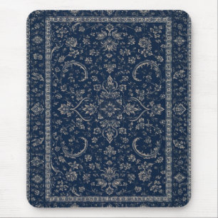 Navy Blue Persian Floral Mouse Mat