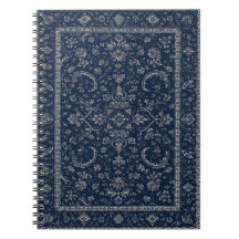 Navy Blue Persian Floral Rug Notebook