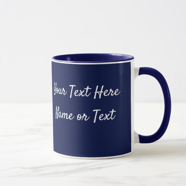 Navy Blue Personalise Message Coffee Cup Gift Mug (Right)