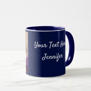 Navy Blue Personalise PHOTO TEMPLATE Gift Coffee Mug