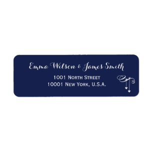 Navy Blue Personalised Address Labels With Hearts