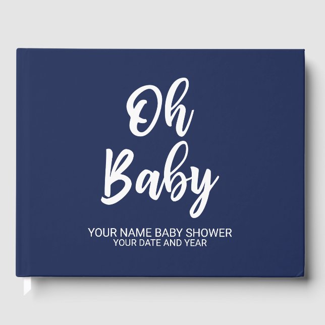 Navy Blue Personalised Baby Shower Guestbook (Front)