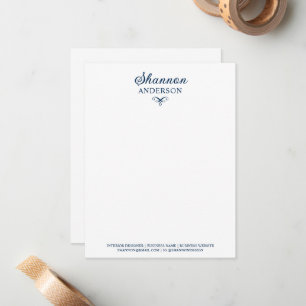 Navy Blue Personalised Calligraphy Name Business Card
