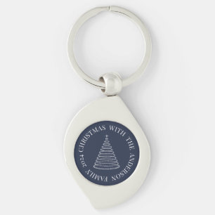 Navy blue personalised Christmas metal keychain